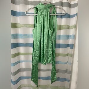 Ramy Brook Lori Silk High Neck Tank Top
Satin Bow, Reversible Neckline Green N15